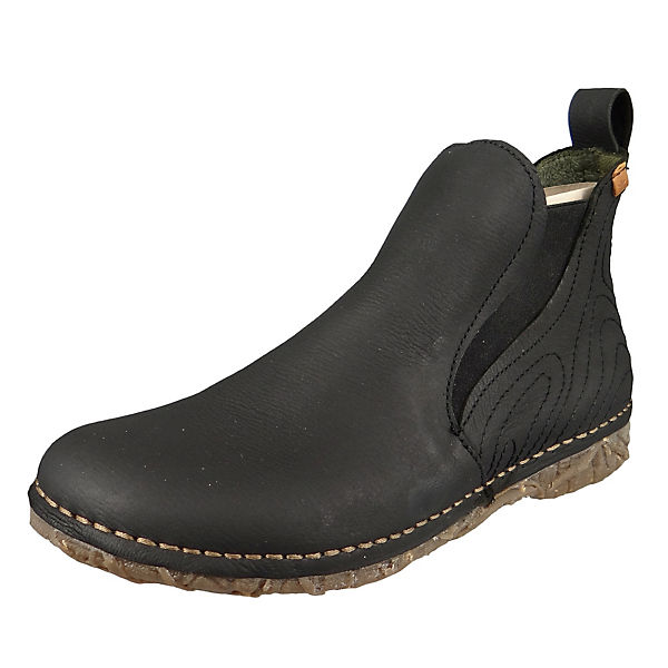 Aqua N5465 Damen Stiefelette Sportlich Leder Schwarz Black Ankle Boots
