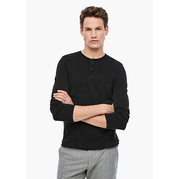 Bekleidung Pullover QS by s.Oliver Pullover mit Henleyausschnitt Pullover schwarz