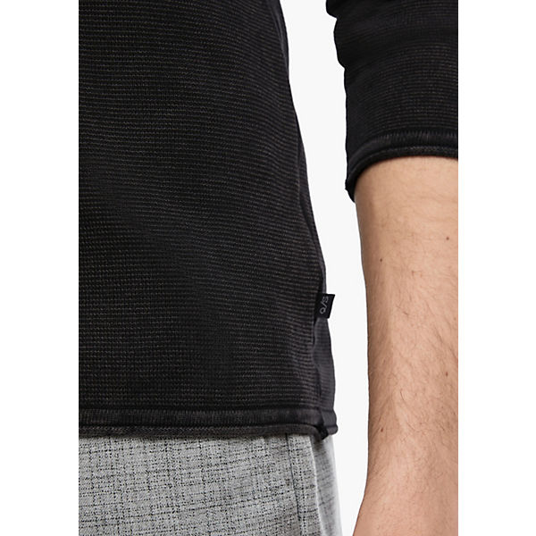 Bekleidung Pullover QS by s.Oliver Pullover mit Henleyausschnitt Pullover schwarz