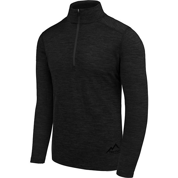 Bekleidung Pullover normani® Herren Merino Langarm mit 1/4 Zipper Canberra Pullover schwarz