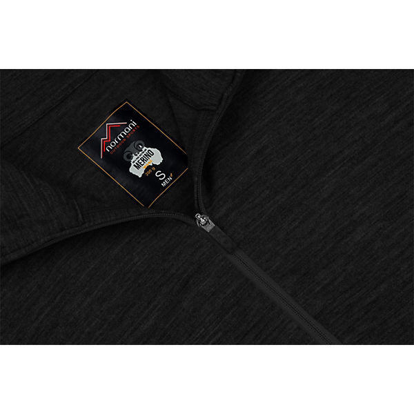 Bekleidung Pullover normani® Herren Merino Langarm mit 1/4 Zipper Canberra Pullover schwarz