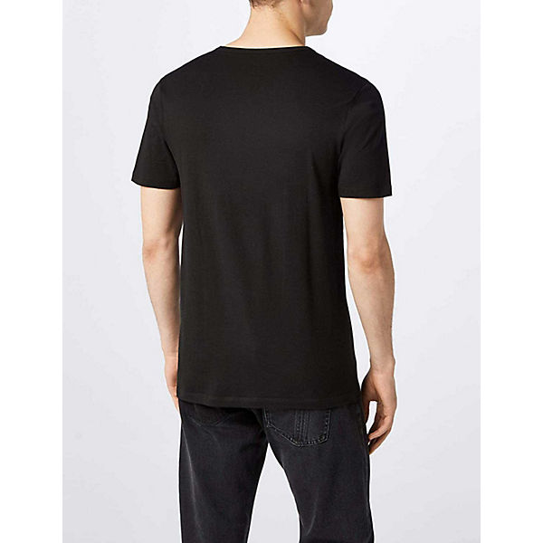 Bekleidung T-Shirts JACK & JONES V-Kragen T-Shirt schwarz