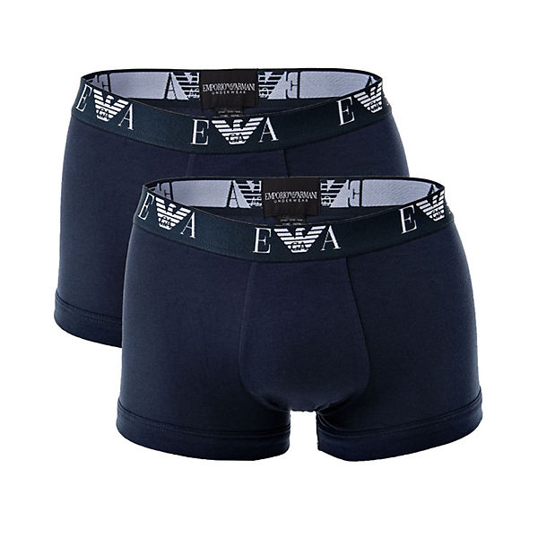 Bekleidung Slips, Panties & Strings Emporio Armani Herren Shorts - Unterwäsche Stretch Cotton Trunks 2er Pack Panties dunkelblau