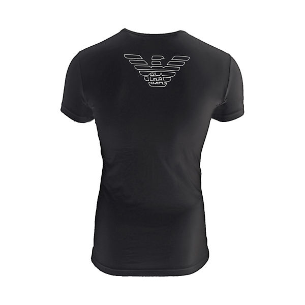Bekleidung T-Shirts Emporio Armani Herren T-Shirt - V-Ausschnitt Shirt Halbarm mit Logo T-Shirts schwarz