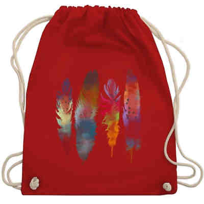 Kunst Outfit Anker, Blumen & Co. - Turnbeutel - Federn Wasserfarbe Watercolor Feathers - Turnbeutel für Kinder