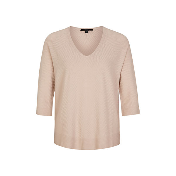 Bekleidung Pullover comma  V-Neck-Pullover aus Strukturstrick Pullover beige