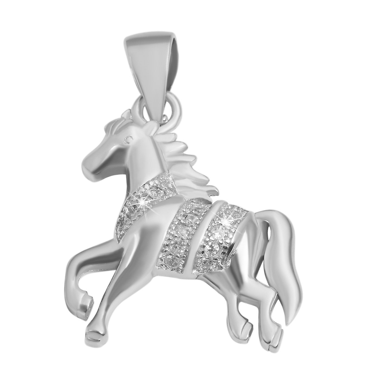 Adelia's Adelia´s Kinder Anhänger Pferd aus 925 Silber mit Zirkonia Kettenanhänger für Mädchen silber