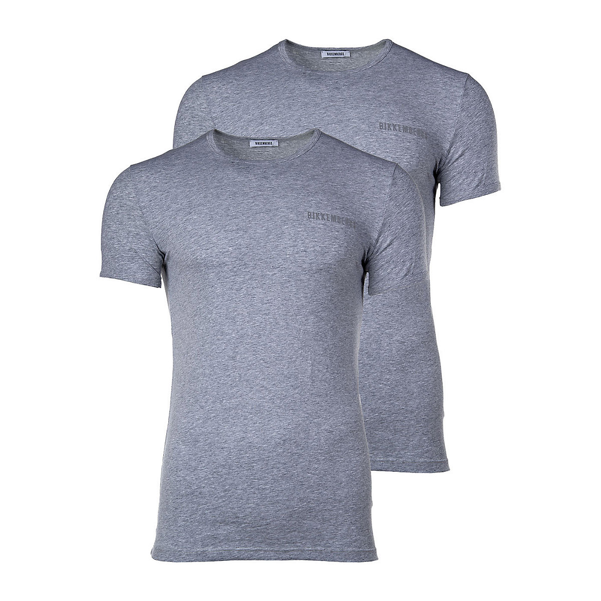 Bikkembergs Herren T-Shirt 2er Pack BIPACK Unterhemd Rundhals Cotton Stretch T-Shirts grau