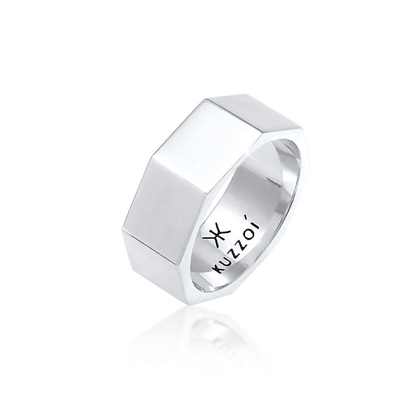 Accessoires Ringe Kuzzoi Kuzzoi Ring Herren Bandring Achteck Hexagon 925 Silber Ringe silber