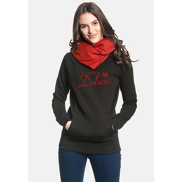 Bekleidung Kapuzenpullover PUSSY DELUXE Logo Shawl Hoodie female Kapuzenpullover schwarz/rot Bekleidung Kapuzenpullover PUSSY DELUXE Logo Shawl Hoodie female Kapuzenpullover schwarz/rot