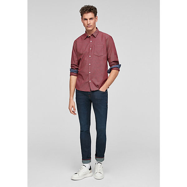 Bekleidung Langarmhemden s.Oliver Regular: Hemd mit Brusttasche Langarmhemden rot