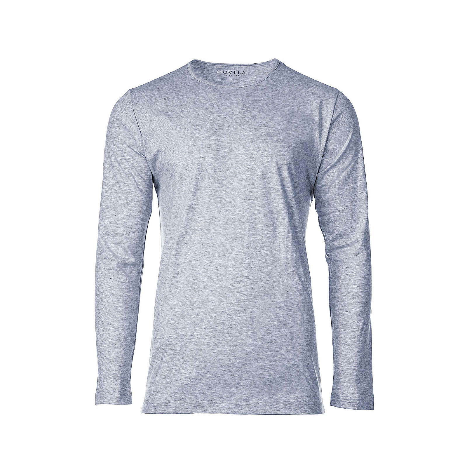 Image of NOVILA Herren Shirt langarm - Loungewear Rundhals 1/1 Arm Cotton einfarbig Sweatshirts hellblau Herren Gr. 38