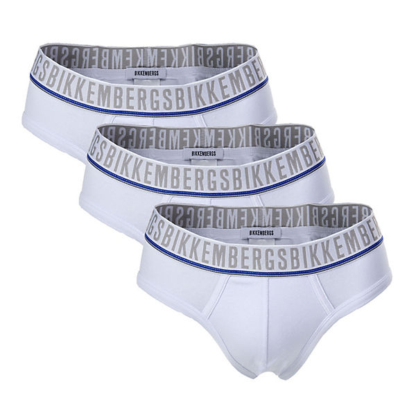 Bekleidung Slips, Panties & Strings Bikkembergs Herren Slips 3er Pack - TRIPACK BRIEF Stretch Cotton Logo uni Slips weiß