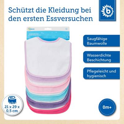 Baumwolle 10er Pack Baby Lätzchen mit Klettverschluss abwaschbar wasserdicht 