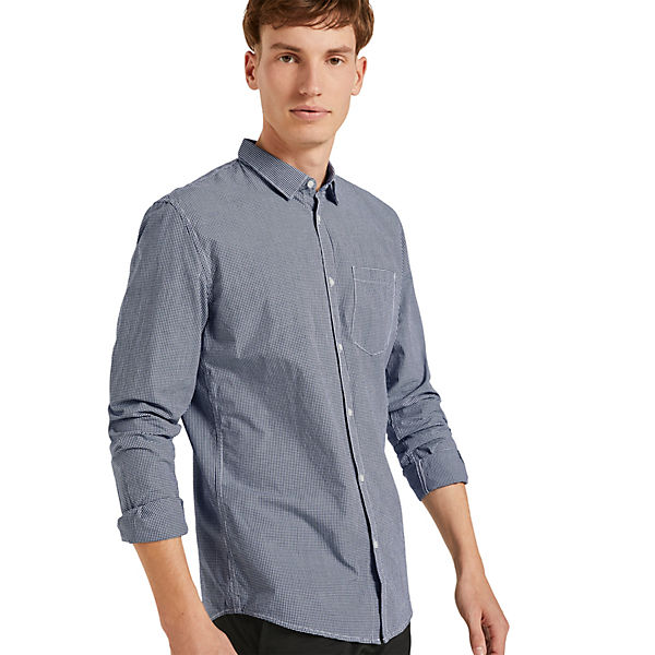Bekleidung Langarmhemden TOM TAILOR Denim Blusen & Shirts Gemustertes Hemd Slim Fit Langarmhemden blau