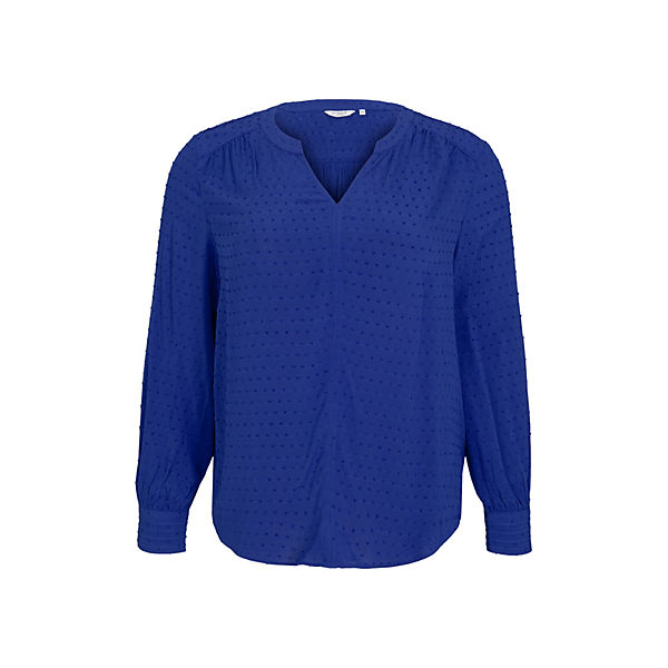 Bekleidung Langarmblusen TOM TAILOR Blusen & Shirts Plus - Bluse mit Strukturmuster 3/4-Arm-Blusen dunkelblau