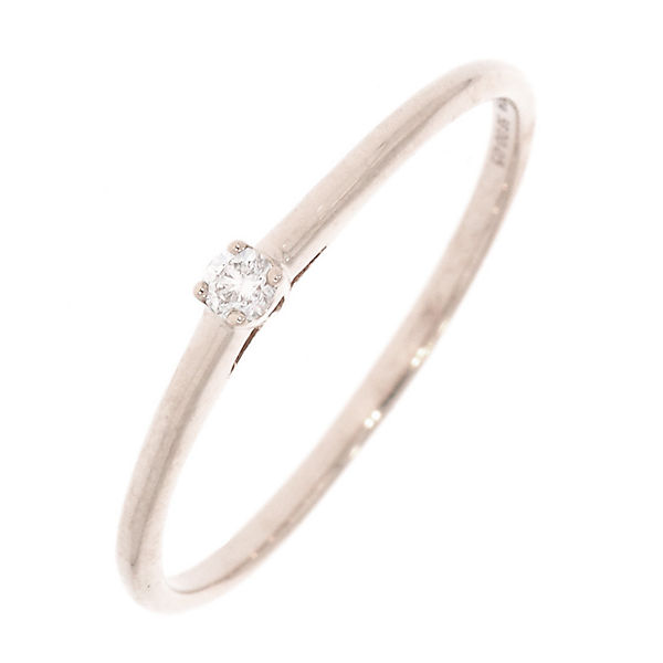 Solitaire Ring mit Diamanten 0,05 ct. 375 Weißgold Ringe