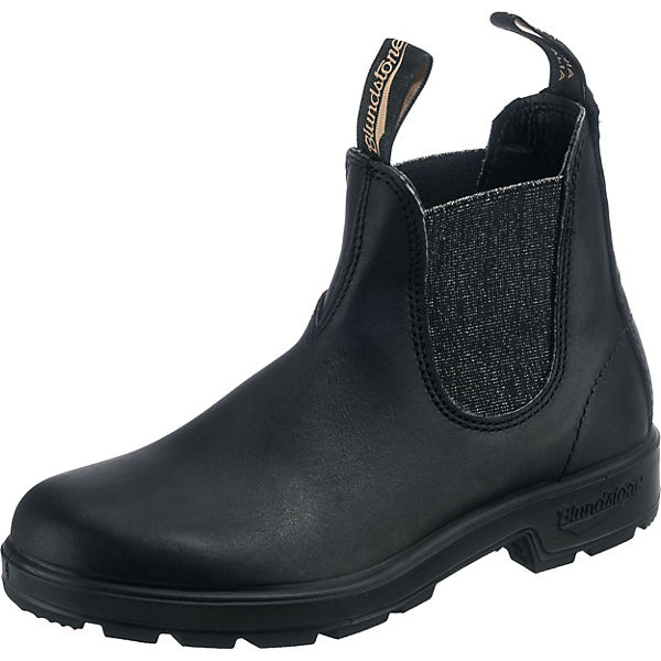 2032 Voltan Black Leather With Silver Glitter Elastic (500 Series) Chelsea Boots
