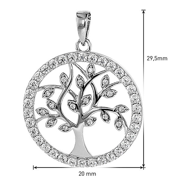 Accessoires Halsketten trendor Lebensbaum Anhänger mit Venezianer Kette 925 Silber Halsketten silber
