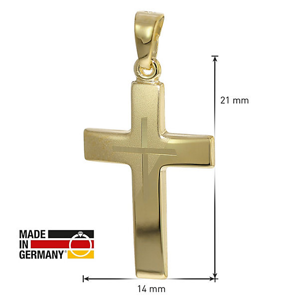 Accessoires Halsketten trendor Kreuz-Anhänger Gold 333 + goldplattierte Silber-Halskette Halsketten gold