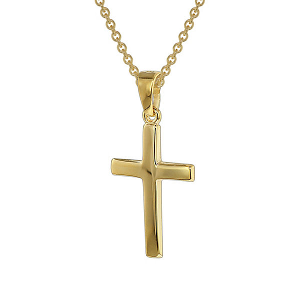 Kreuz-Anhänger Gold 333 mit goldplattierter Silberkette Halsketten