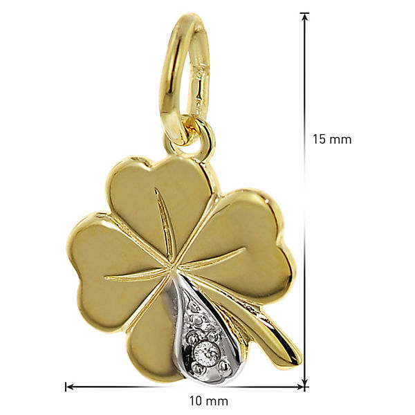 Accessoires Halsketten trendor Kleeblatt Anhänger mit Diamant Gold 333 an goldplattierter Kette Halsketten gold