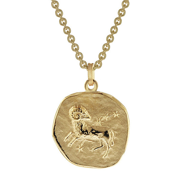 Widder Sternzeichen Ø 20 mm Herren-Halskette Gold auf Silber Halsketten