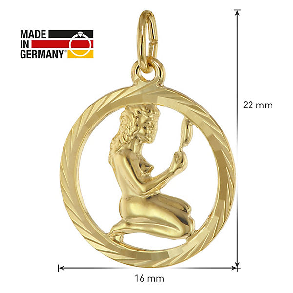 Accessoires Halsketten trendor Sternzeichen Jungfrau Gold 333 Anhänger Ø 16 mm + Halskette Halsketten gold