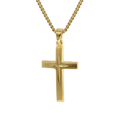 Gold Kreuz 333 mit 42 cm goldplattierter Halskette Halsketten