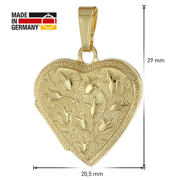 Medaillon Herz mit Kette Gold plattiertes 925 Silber Halsketten