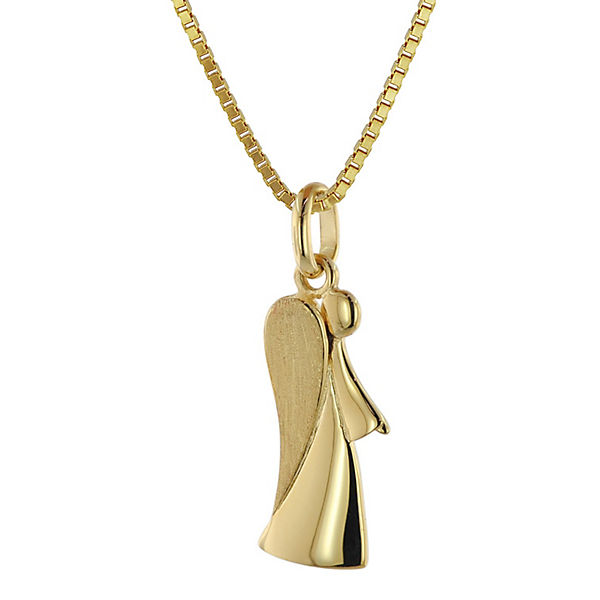 Engel-Anhänger Gold 333 (8 Karat) mit vergoldeter Kette Halsketten
