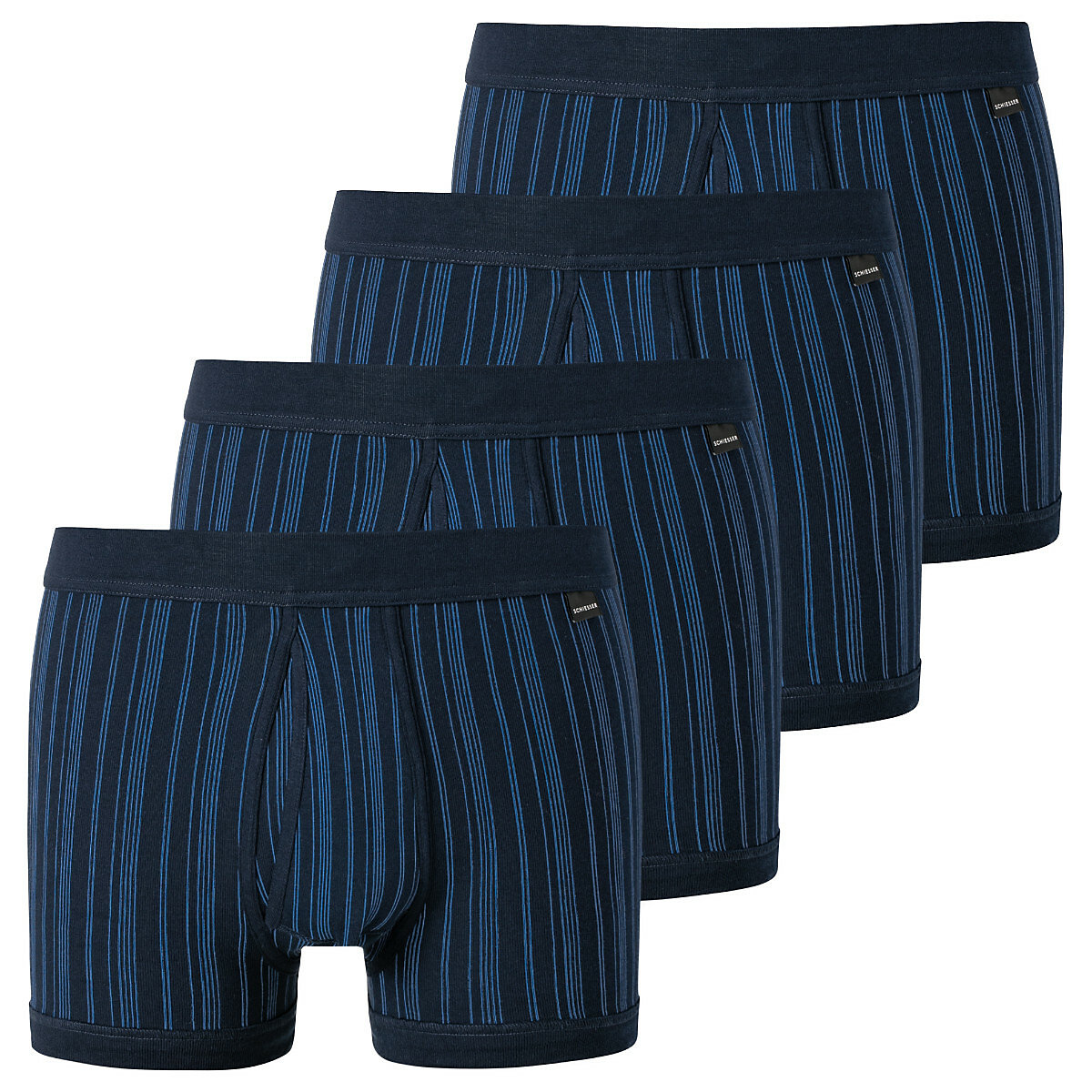 SCHIESSER Unterhose kurz mit Eingriff 4er Pack Original Classics Feinripp Panties dunkelblau