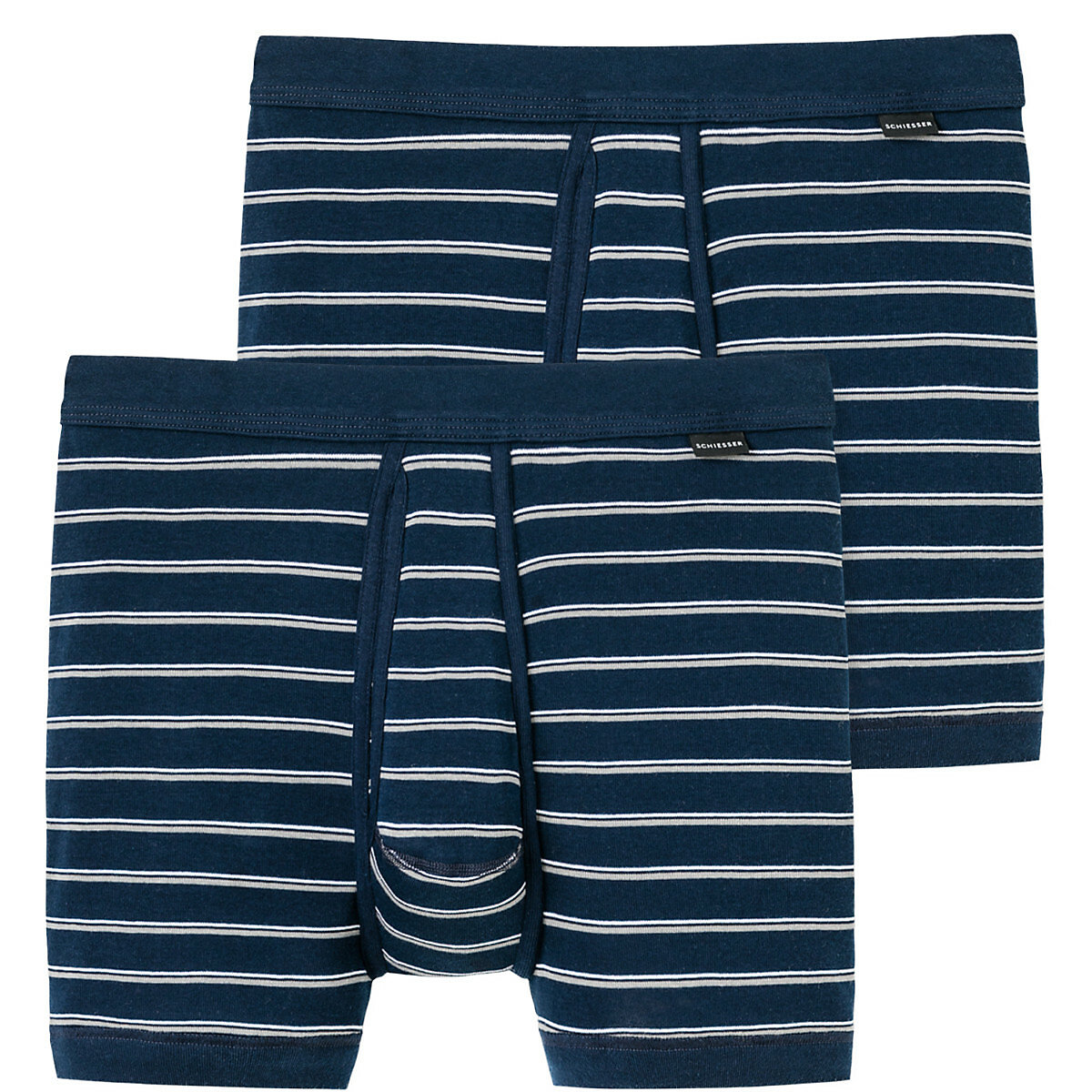 SCHIESSER Unterhose kurz mit Eingriff 2er Pack Original Classics Feinripp Panties dunkelblau