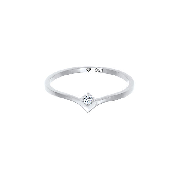 Accessoires Ringe Elli DIAMONDS Elli Diamonds Ring Solitär Diamant (0.03 Ct.) V-Form 925 Silber Ringe silber