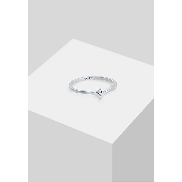 Accessoires Ringe Elli DIAMONDS Elli Diamonds Ring Solitär Diamant (0.03 Ct.) V-Form 925 Silber Ringe silber