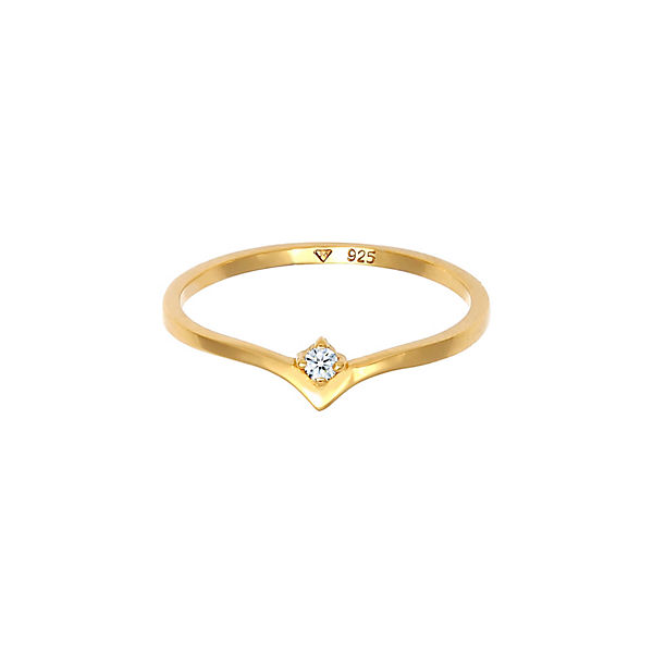 Accessoires Ringe Elli DIAMONDS Elli Diamonds Ring Solitär Diamant (0.03 Ct.) V-Form 925 Silber Ringe gold