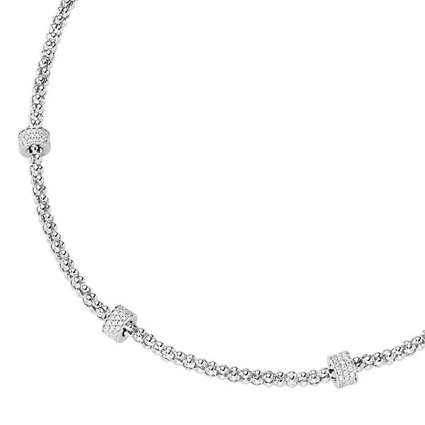 Accessoires Halsketten SMART JEWEL® Smart Jewel Collier Himbeerkette Rondelle mit Zirkonia Steinen Silber 925 Halsketten silber