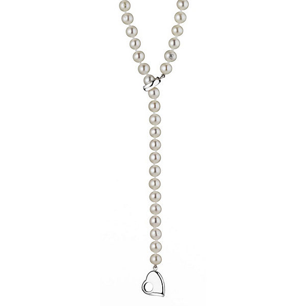 Accessoires Halsketten ADRIANA Perlenkette Süßwasserperlen 6-7 mm Silber rhodiniert Echtschmucjk Süßwasser Halsketten weiß