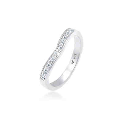 Elli Diamonds Ring Diamanten (0.15 Ct) V-Form Verlobung 925 Silber Ringe