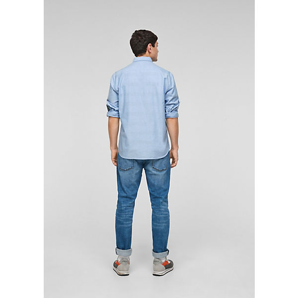 Bekleidung Langarmhemden s.Oliver Regular: Hemd aus Chambray Langarmhemden blau