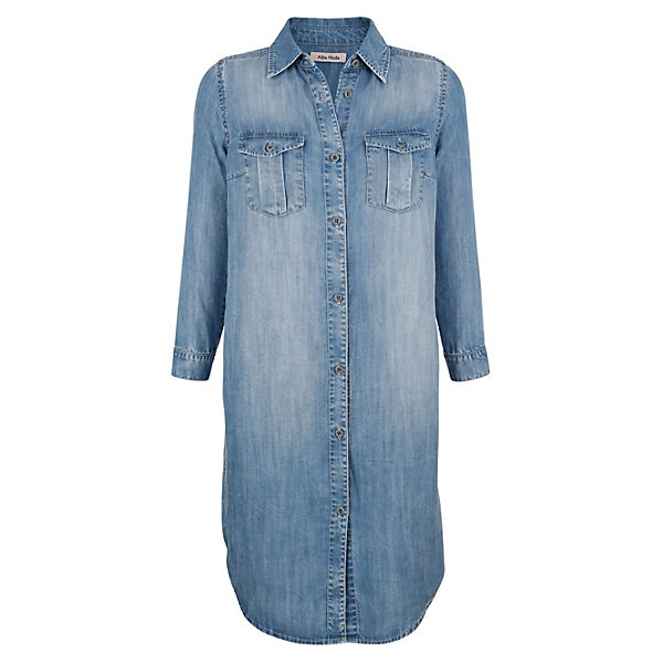 Bekleidung Freizeitkleider Alba Moda Hemdblusenkleid in Jeansoptik aus trageangenehmer Lyocellware hellblau