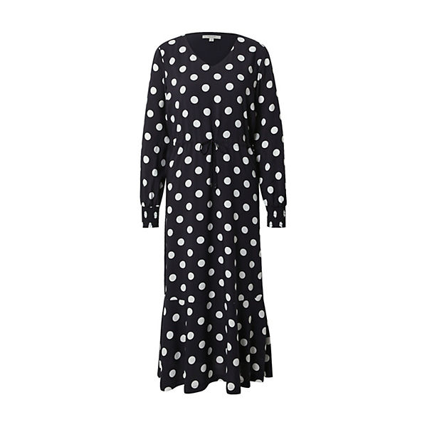 Bekleidung Blusenkleider comma casual identity Viskosekleid mit Dot-Print Kleider weiß