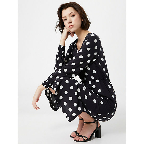 Bekleidung Blusenkleider comma casual identity Viskosekleid mit Dot-Print Kleider weiß