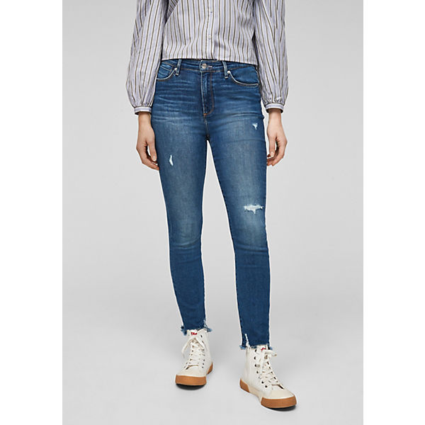 Bekleidung Straight Jeans s.Oliver Skinny Fit: Jeans im Used Look Jeanshosen blau