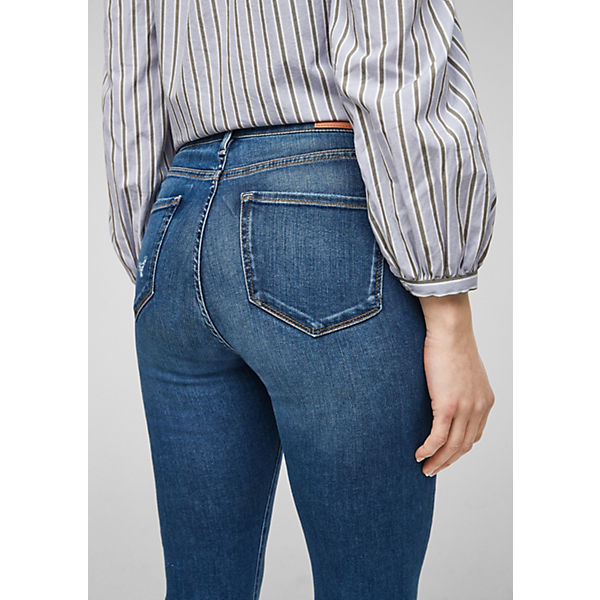 Bekleidung Straight Jeans s.Oliver Skinny Fit: Jeans im Used Look Jeanshosen blau
