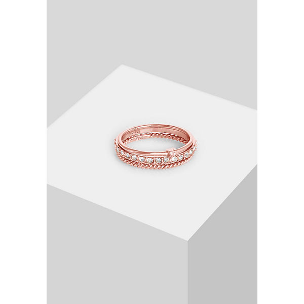 Accessoires Ringe Elli Elli Ring Kristalle Stapelring 3Er Set 925 Silber Ringe rosa