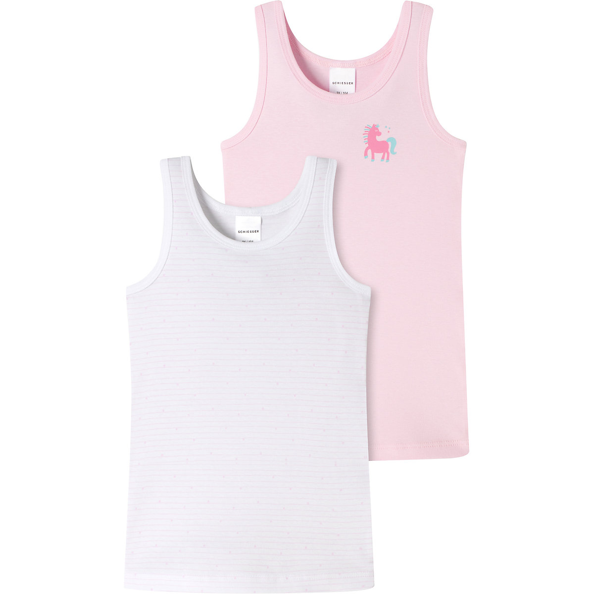 SCHIESSER Unterhemd für Mädchen rosa/weiß