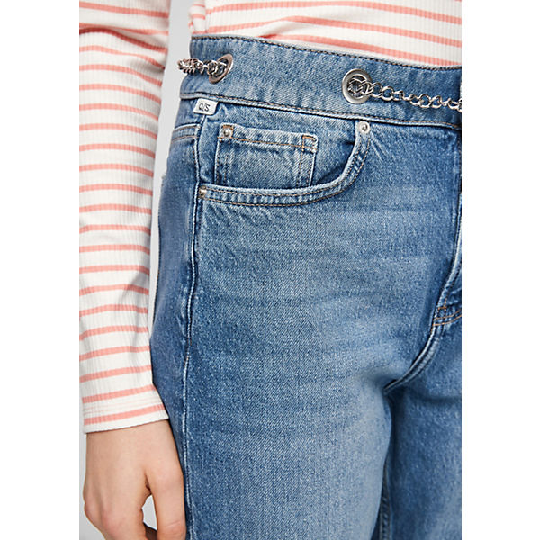 Bekleidung Straight Jeans QS by s.Oliver Relaxed Fit: Jeans mit Kettengürtel Jeanshosen blau