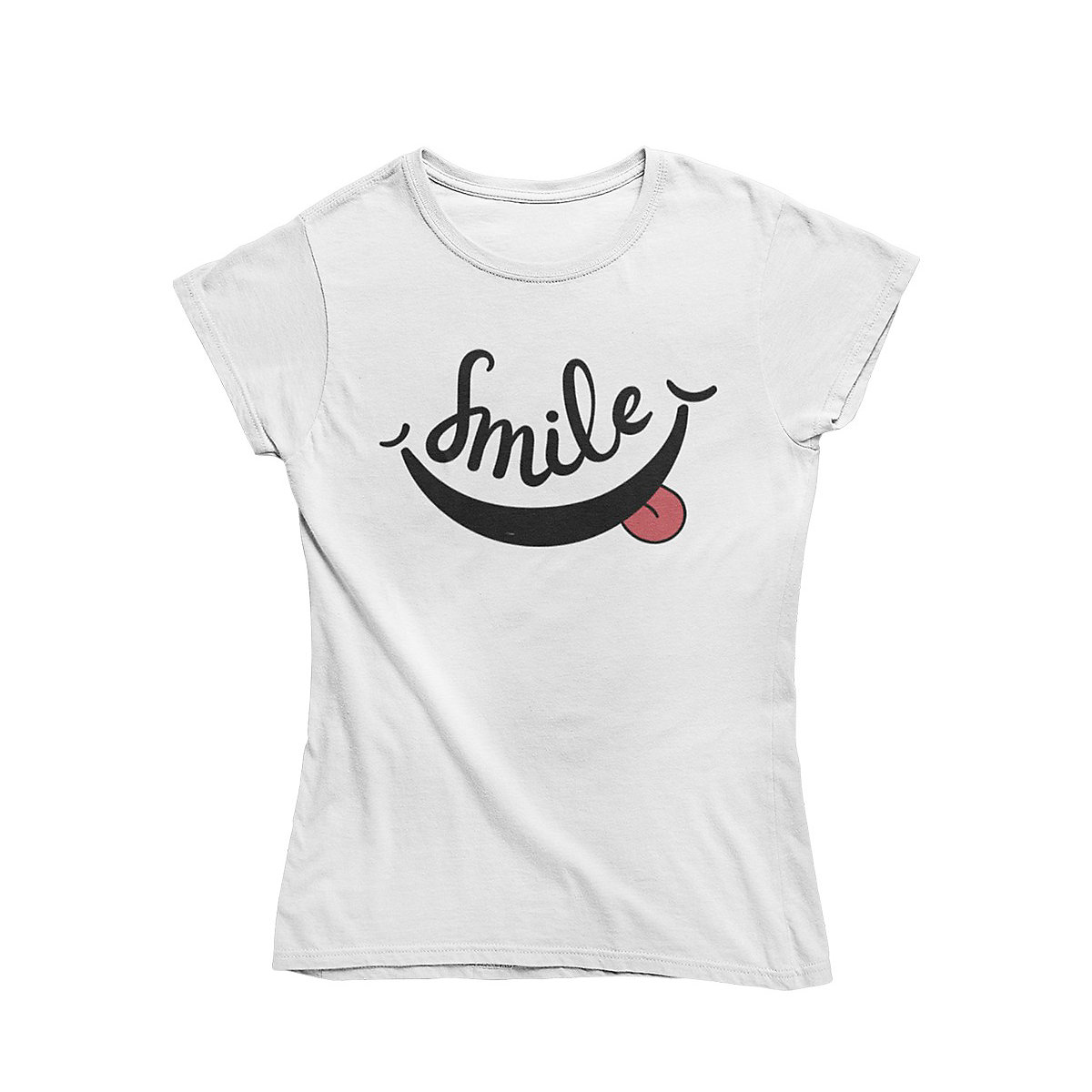 mamino Damen T Shirt -Smile T-Shirts weiß