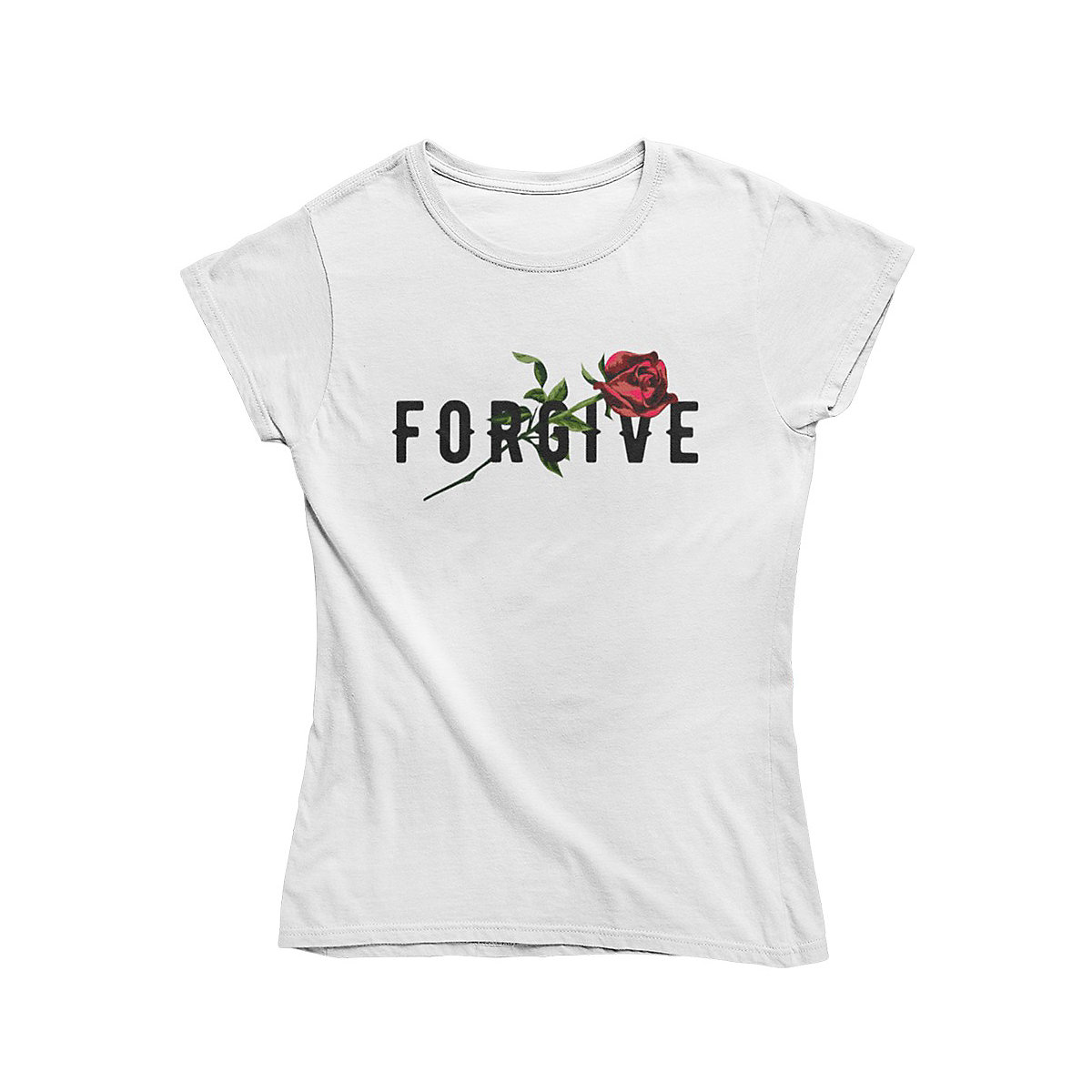 mamino Damen T Shirt -Forgive T-Shirts weiß